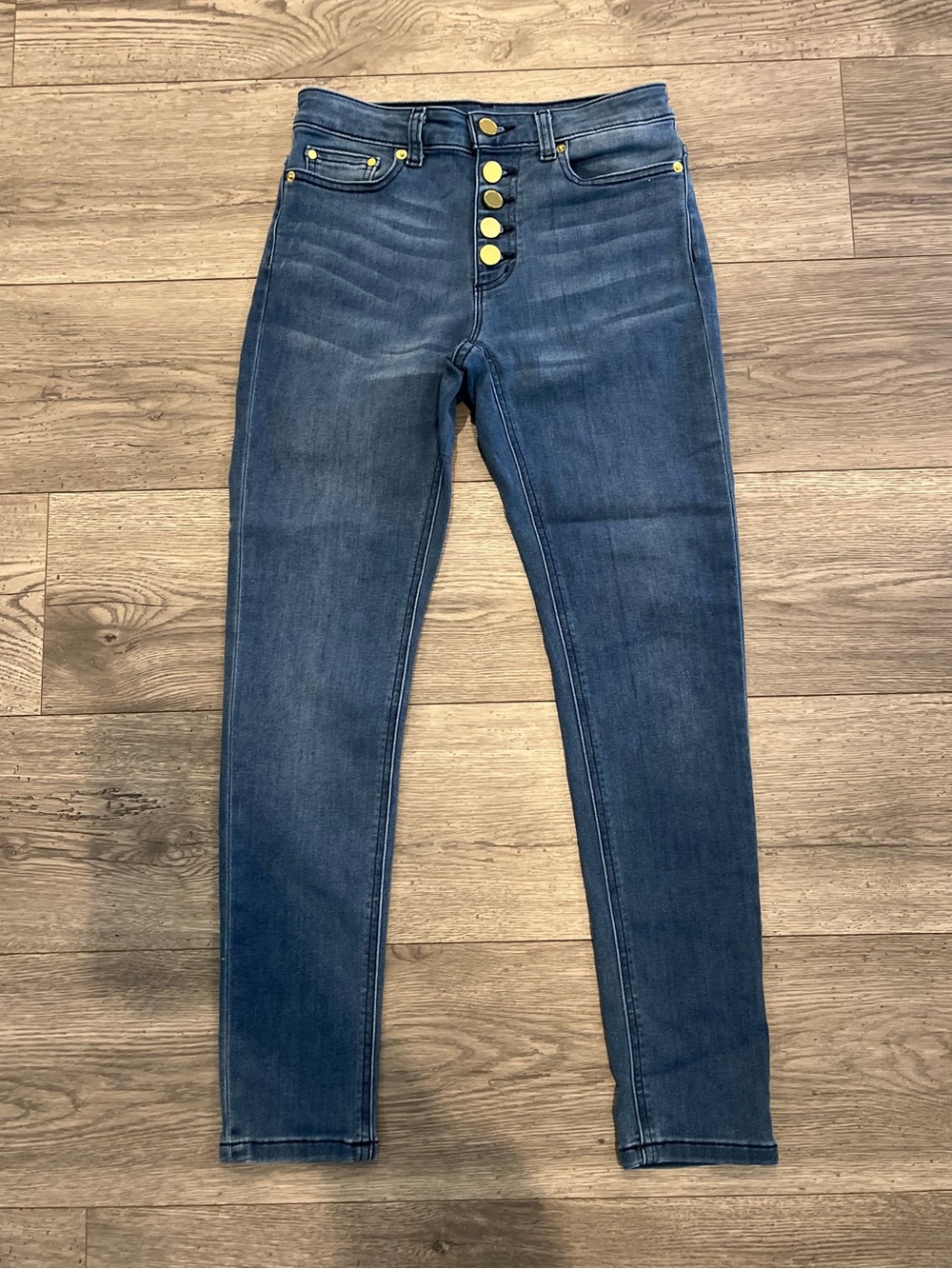 Michael Kors Selma Skinny Jean Womens High-Rise Button-Fly Jegging Blue 4 Petite
